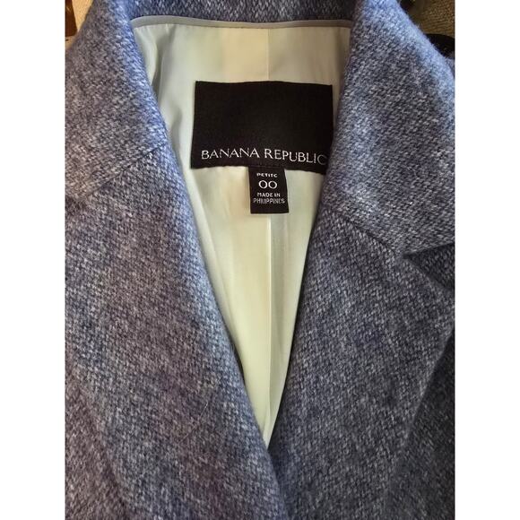 Women’s BANANA REPUBLIC Blue Heather Wool Blazer Italian Fabric Jacket SZ 00 P - Picture 6 of 11